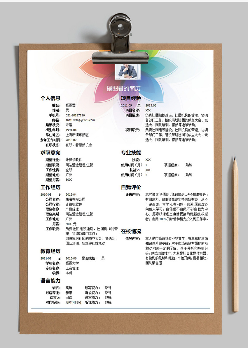 运营经理个人求职简历word模板