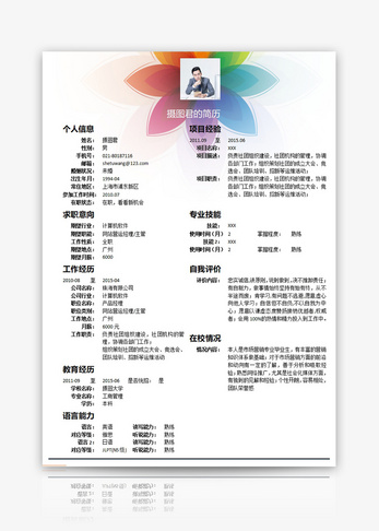 运营经理个人求职简历word模板图片