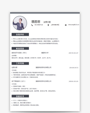 运营主管个人求职简历word模板word文档