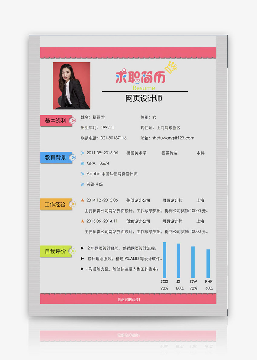 网页设计师个人简历word模板