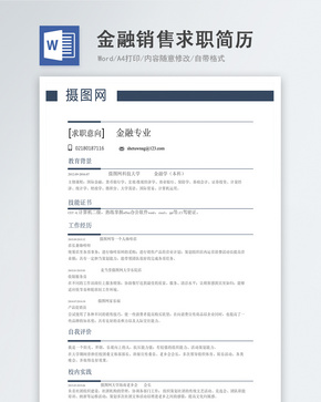 金融销售word简历word文档