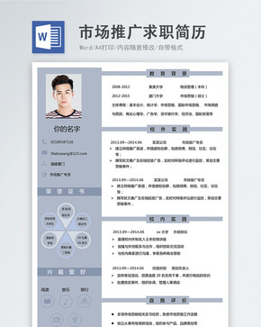 市场推广专员word简历图片
