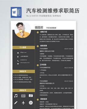汽车检测维修word简历word文档