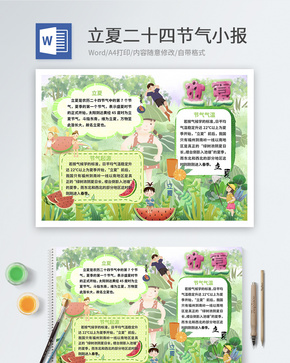 立夏传统节气Word小报word文档