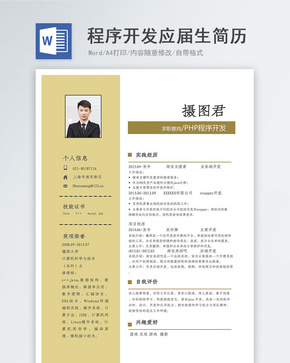 php程序开发求职简历word文档
