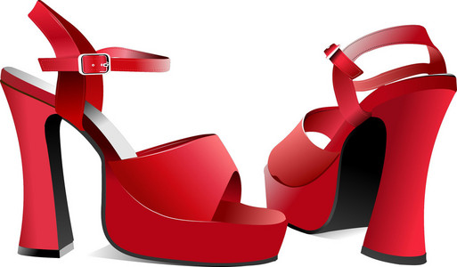 时尚女性红鞋。 矢量插图