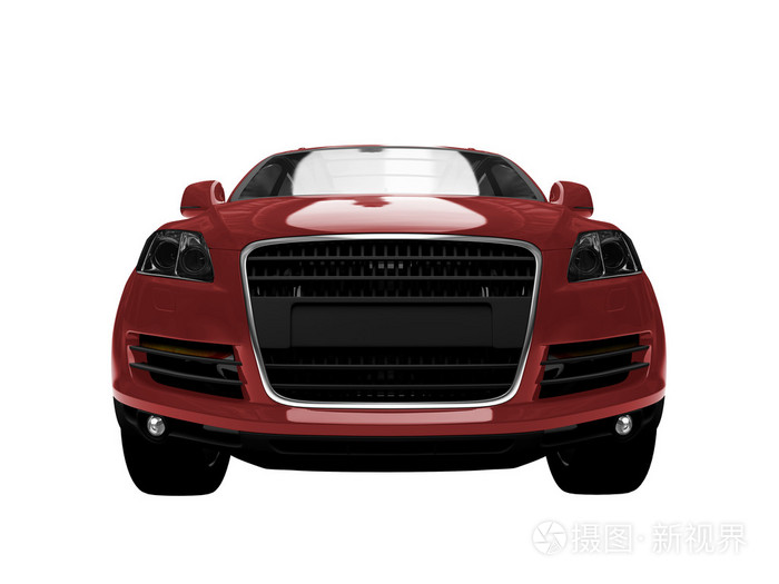 isolated red car front view 01