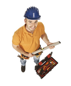 建造工人和工具