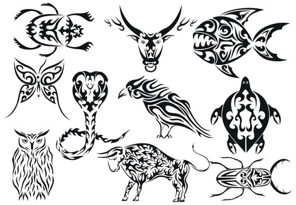 一套矢量部落动物纹身