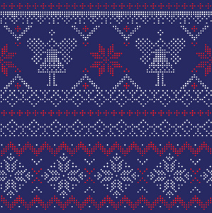 斯堪的纳维亚风格无缝模式冬天，圣诞节，新年