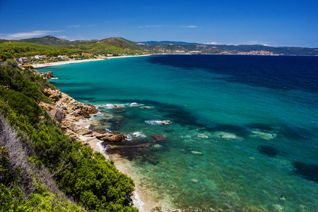 地中海沿岸。希腊海滩的海