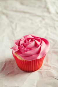香草和粉红色的玫瑰管道漂亮蛋糕