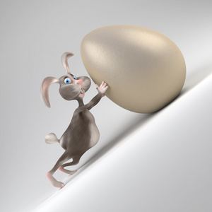 卡通复活节兔子拥有巨大的鸡蛋