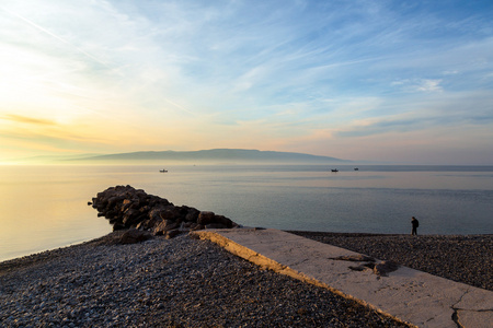 美丽的风景的海和云