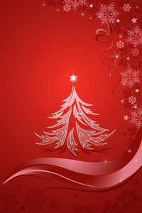 红色背景上的圣诞树
