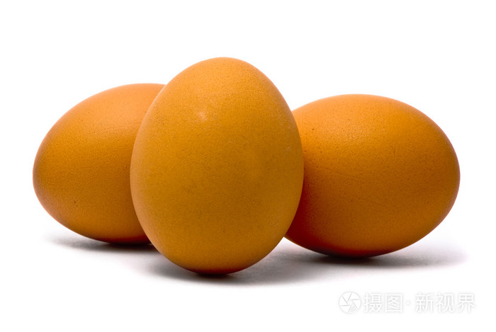 three eggs isolated on white background