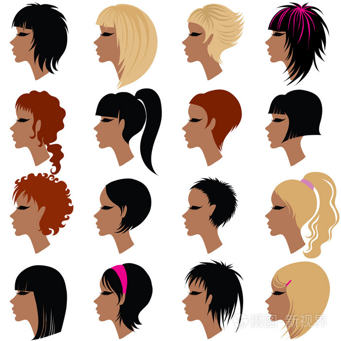 vector set of hair styling for woman