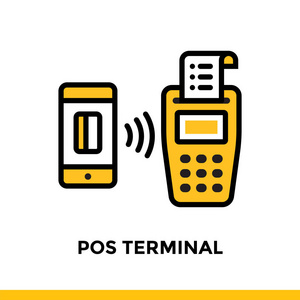 线性图标 Pos Terminal 的金融 银行。在 outli 中的象形图