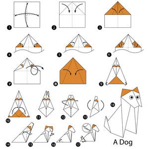 一步一步的说明如何使折纸 A 狗