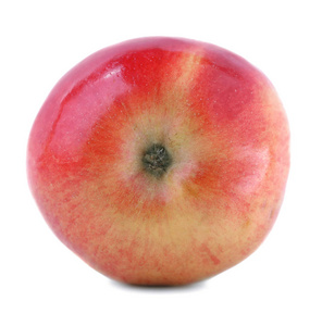 单个苹果特写。美味又多汁的苹果，在白色背景上孤立。多色的健康苹果。甜蜜夏日水果