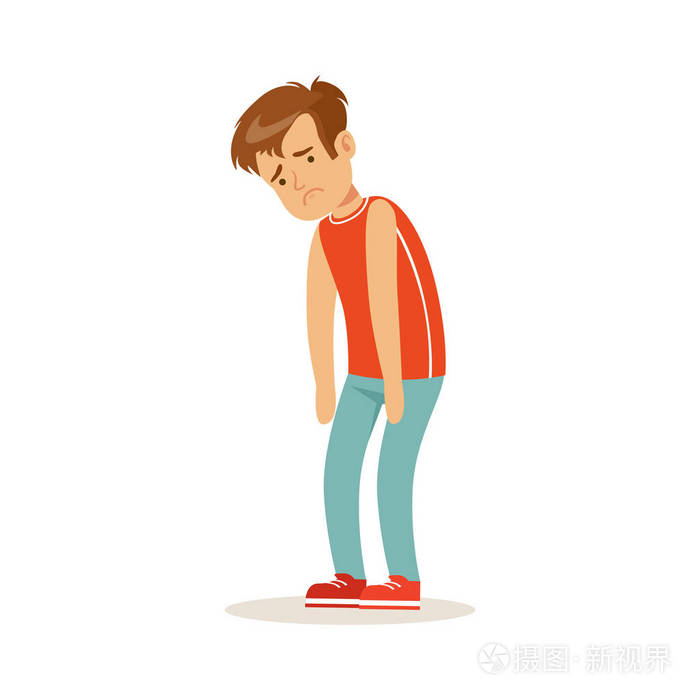 小男孩人物站在驼背