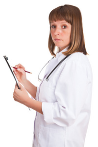 美丽的医生治愈生病的女性：专业可靠的医疗保健顾问
