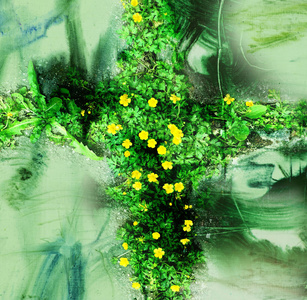 绿色十字架，抽象插图