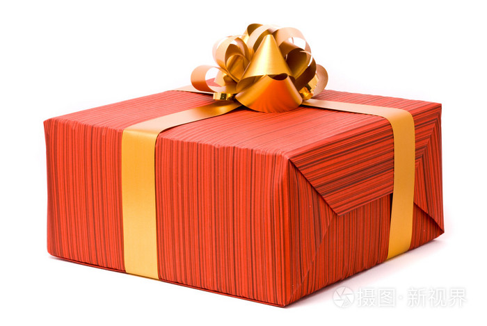 摄图新视界 照片 装饰 red gift box with golden bow.jpg