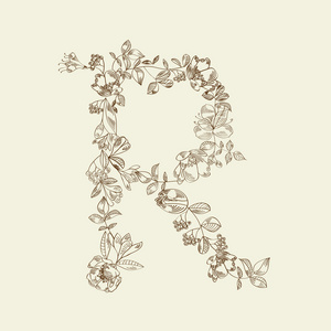 花卉字体。 字母