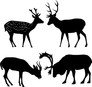 四个鹿剪影