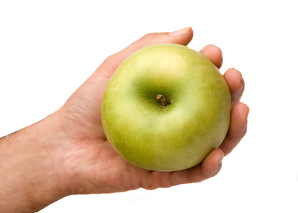 手拿绿苹果