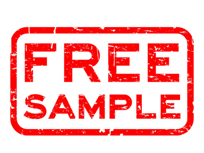 Grunge 红色免费样品平方米橡胶密封在白色背景上的邮票