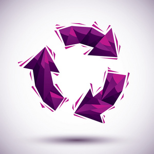 紫回收站在 3d 的现代风格，最适合的几何图标