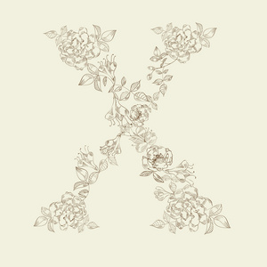 花卉字体。 字母x