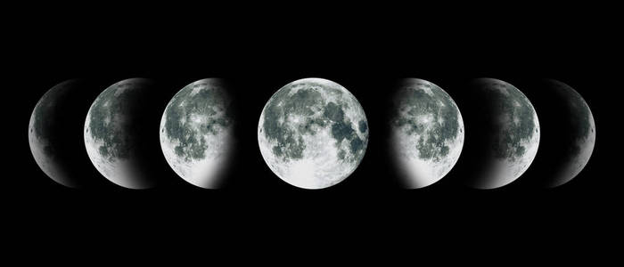 夜空的月亮月球周期。美国国家航空航天局