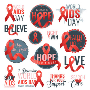 艾滋病认识丝带背景。世界艾滋病日。12 月 1 日是世界艾滋病宣传日。红丝带。矢量图