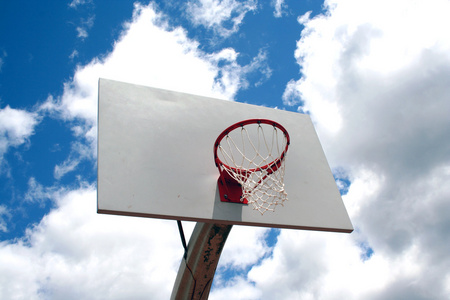 篮球架对着天空图片