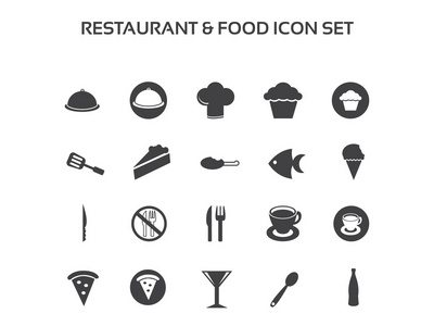 餐厅和食品图标集