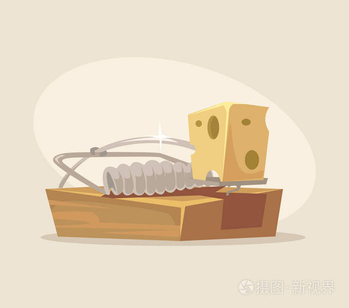捕鼠器图标.矢量平面卡通插画