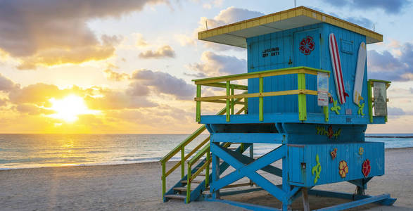 美丽迈阿密南海滩日出