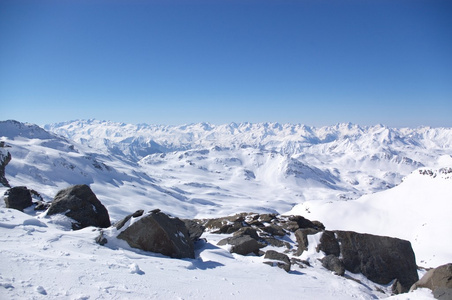 阿尔卑斯山冬山全景