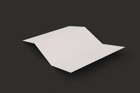 空白的白色三折小册子样机在黑色背景上