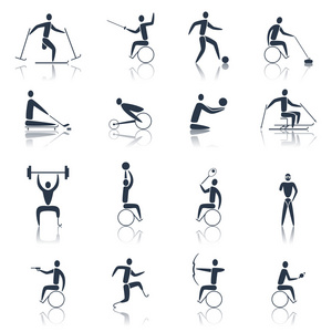 残疾人的体育图标黑色图片