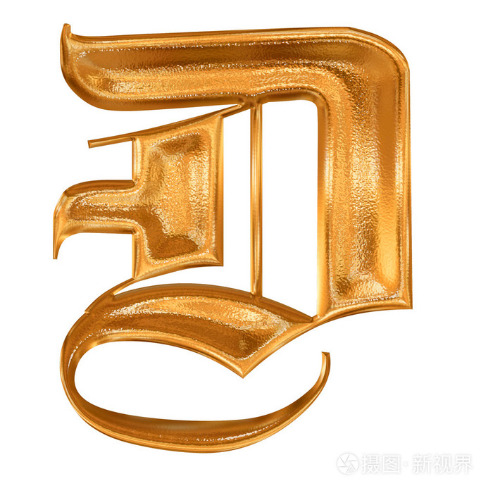 金色图案哥特式字母d照片-正版商用图片00mlir-摄图新