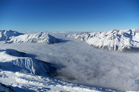 阿尔卑斯山冬山全景