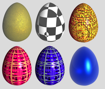 六个抽象图案的复活节彩蛋