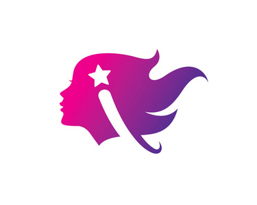 妇女明星 Logo 模板设计矢量，会徽，设计概念，创造性的象征，图标