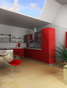 红色厨房