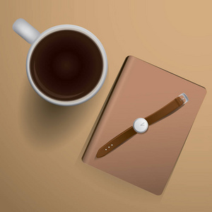 咖啡的笔记本时钟