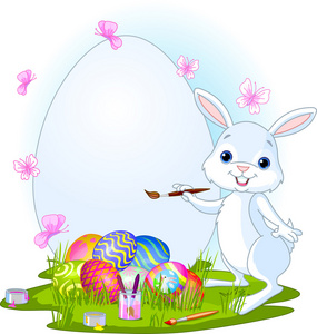绘画的复活节彩蛋复活节兔子
